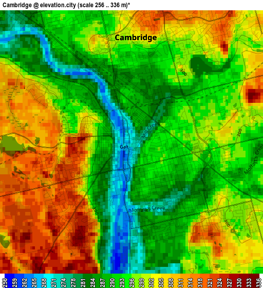Cambridge elevation map