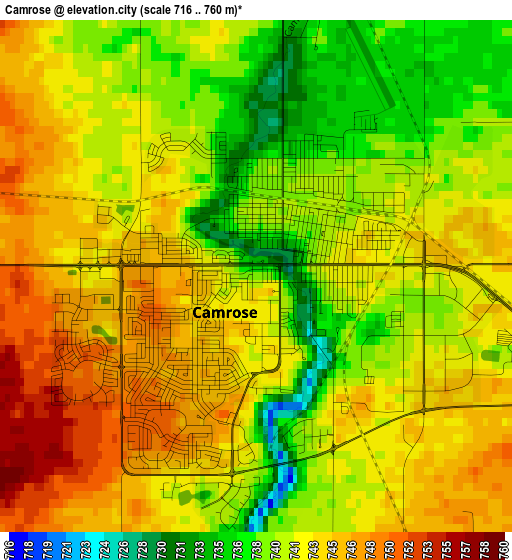 Camrose elevation map