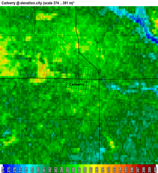 Carberry elevation map