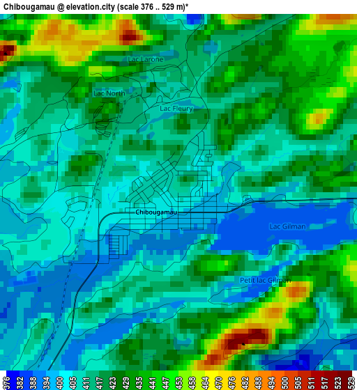 Chibougamau elevation map