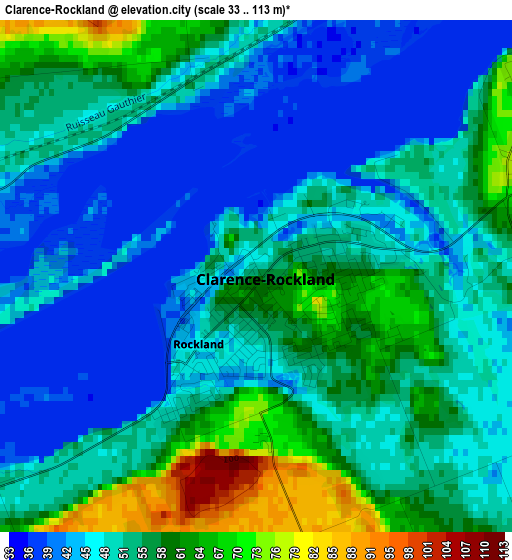 Clarence-Rockland elevation map