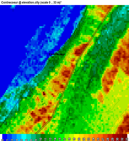 Contrecoeur elevation map