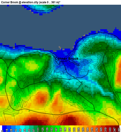 Corner Brook elevation map