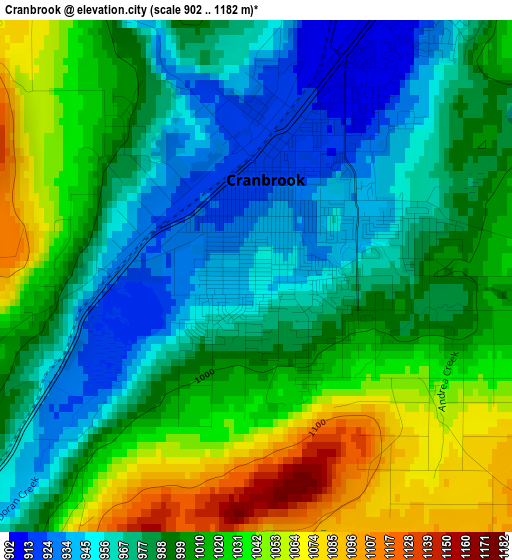 Cranbrook elevation map