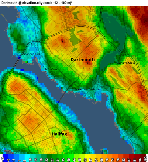 Dartmouth elevation map