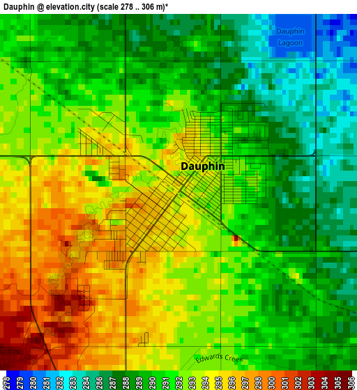 Dauphin elevation map