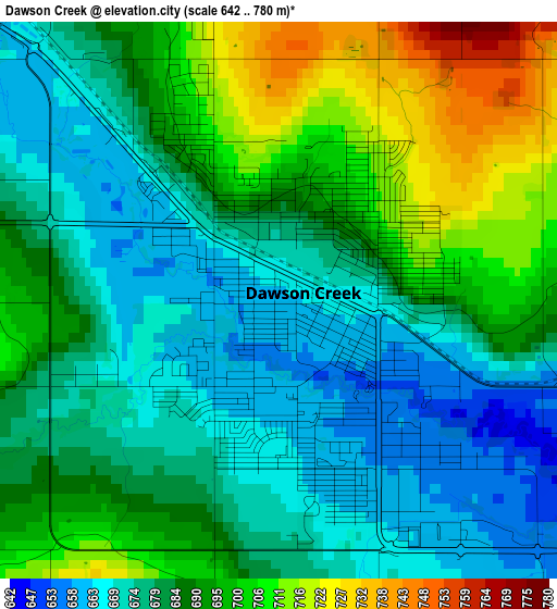 Dawson Creek elevation map