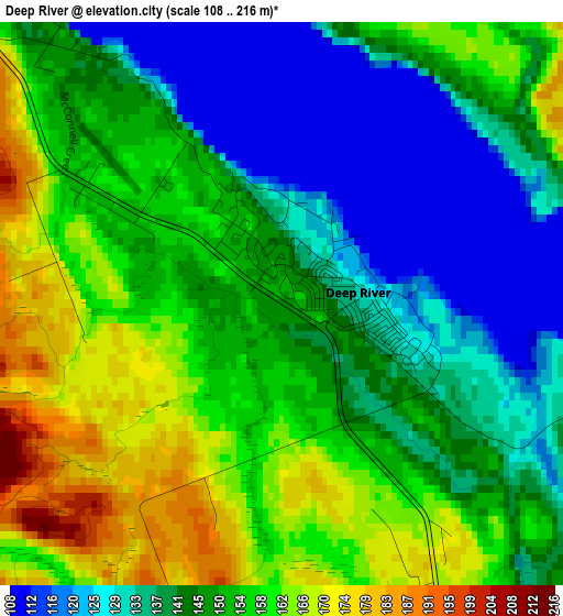 Deep River elevation map