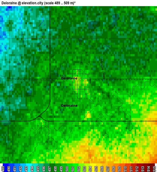 Deloraine elevation map