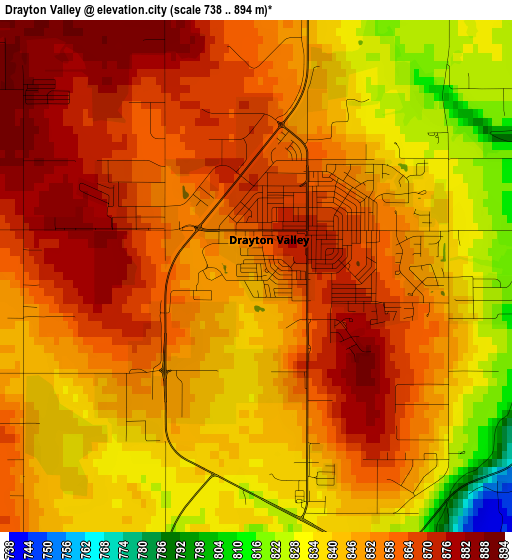 Drayton Valley elevation map