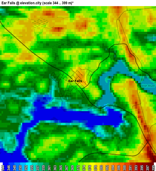 Ear Falls elevation map