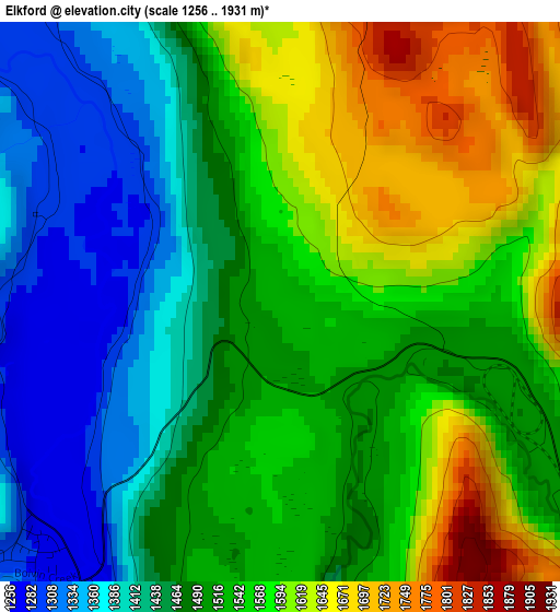 Elkford elevation map