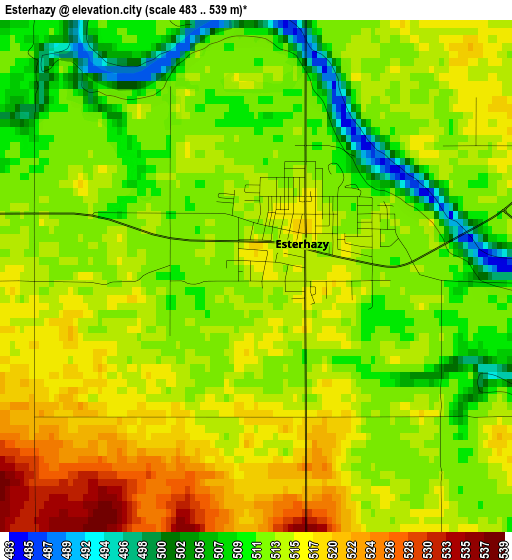 Esterhazy elevation map