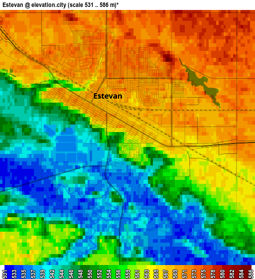 Estevan elevation map