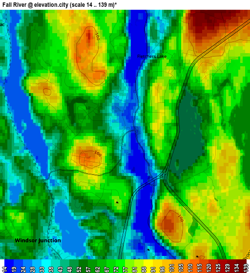 Fall River elevation map