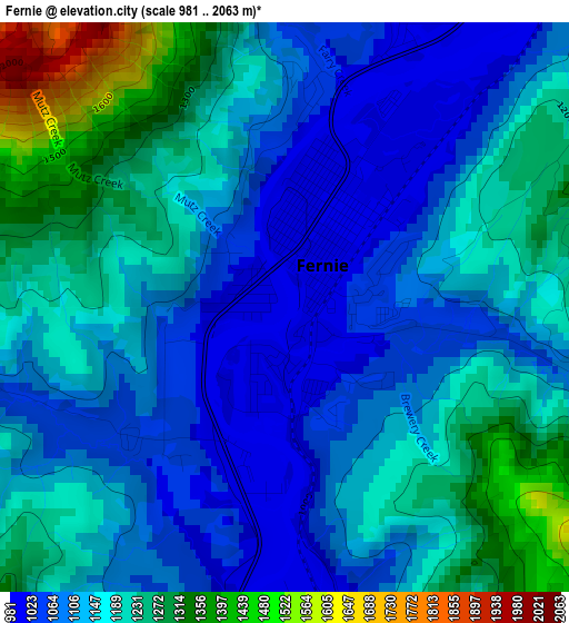 Fernie elevation map