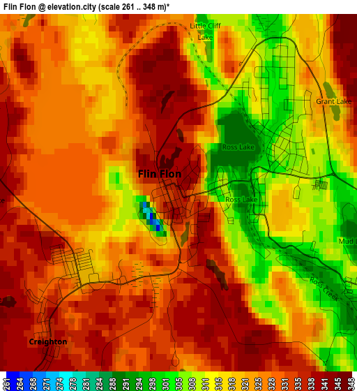 Flin Flon elevation map