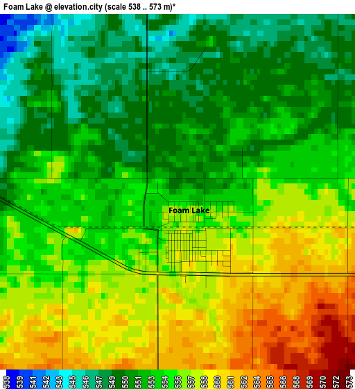 Foam Lake elevation map