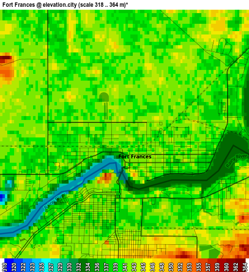 Fort Frances elevation map