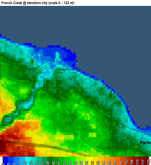 French Creek elevation map