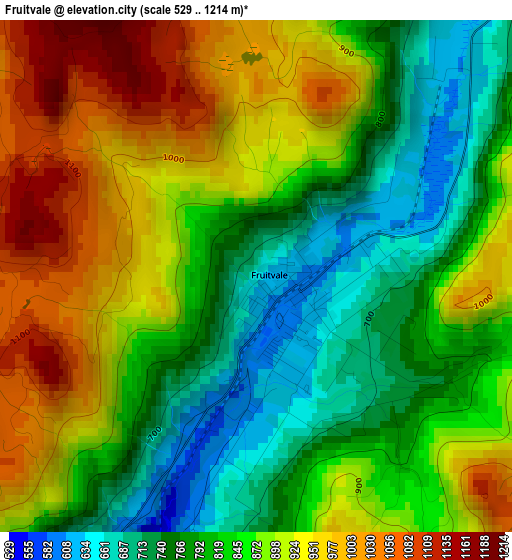 Fruitvale elevation map