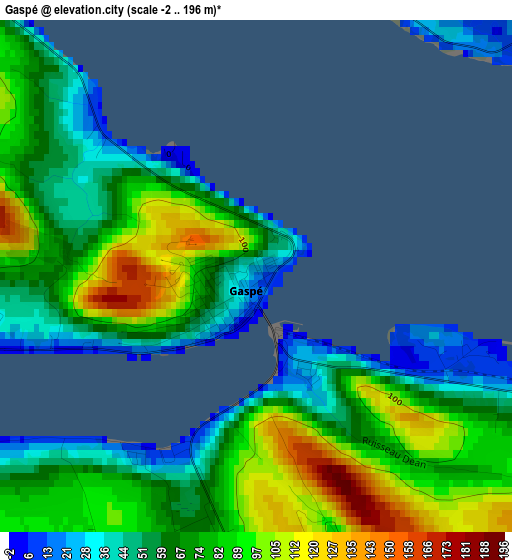 Gaspé elevation map