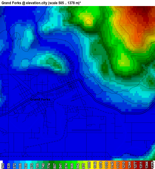 Grand Forks elevation map