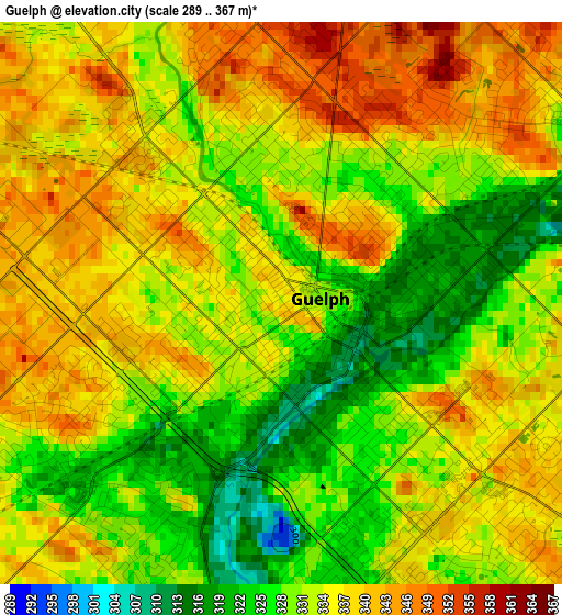 Guelph elevation map