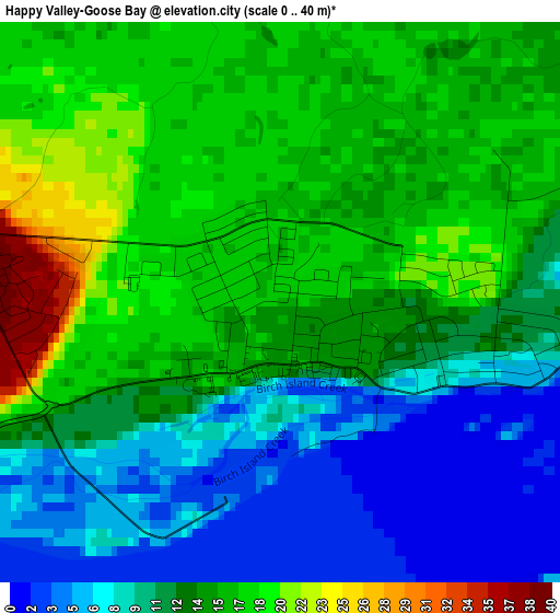 Happy Valley-Goose Bay elevation map