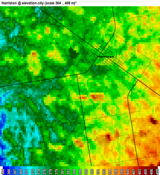 Harriston elevation map