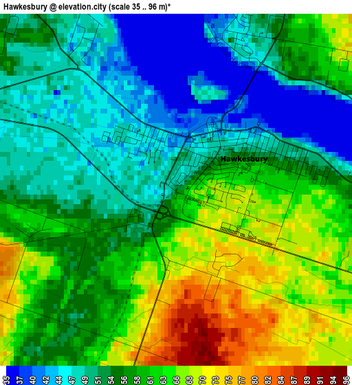 Hawkesbury elevation map