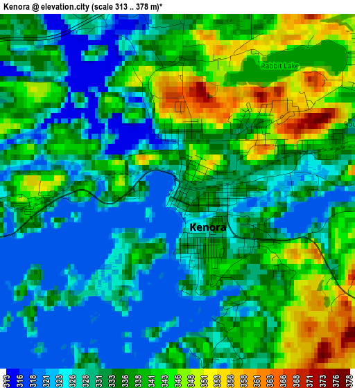 Kenora elevation map