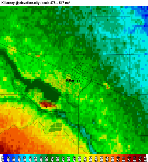 Killarney elevation map