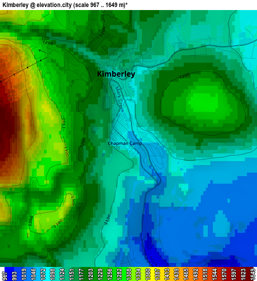 Kimberley elevation map