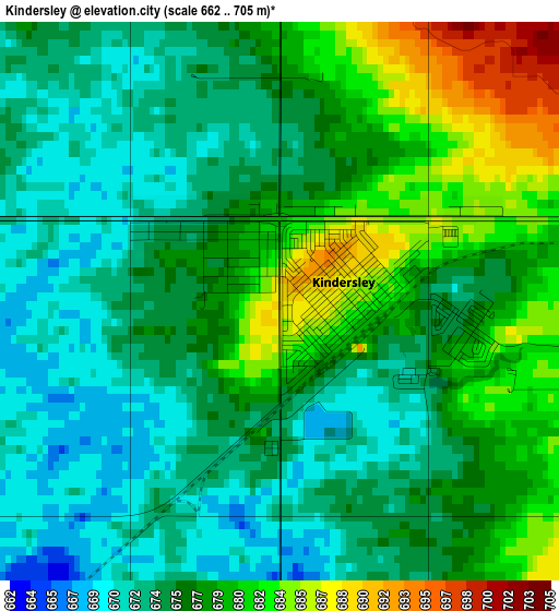 Kindersley elevation map