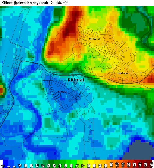 Kitimat elevation map