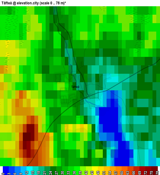 Täfteå elevation map