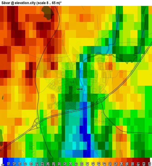 Sävar elevation map