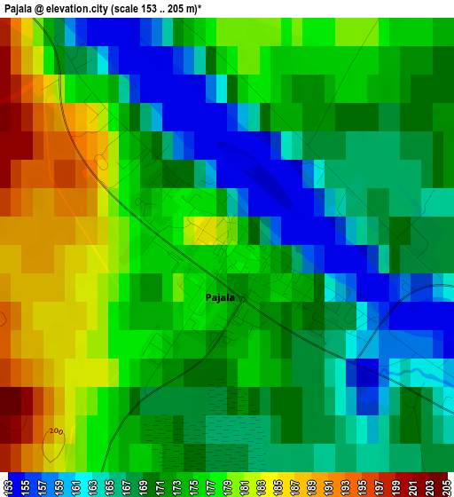 Pajala elevation map