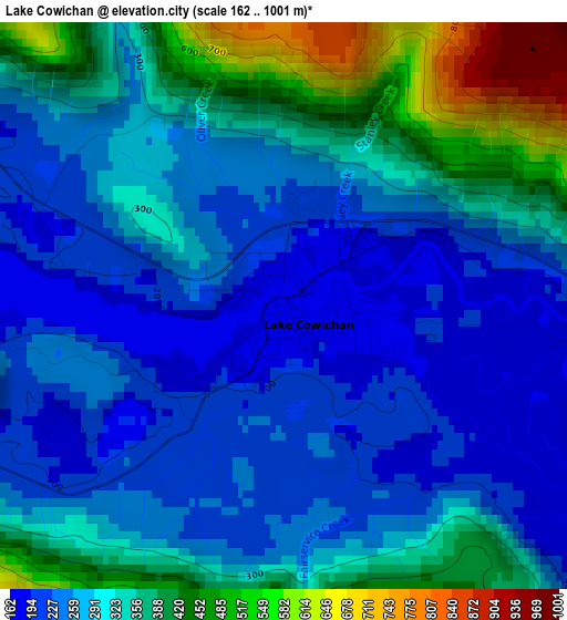 Lake Cowichan elevation map