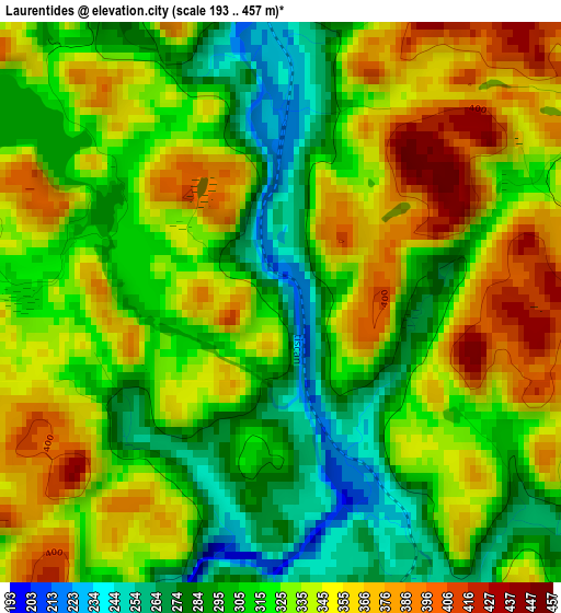 Laurentides elevation map