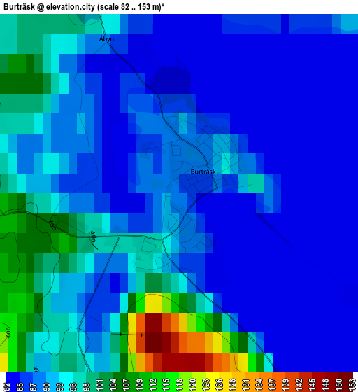 Burträsk elevation map