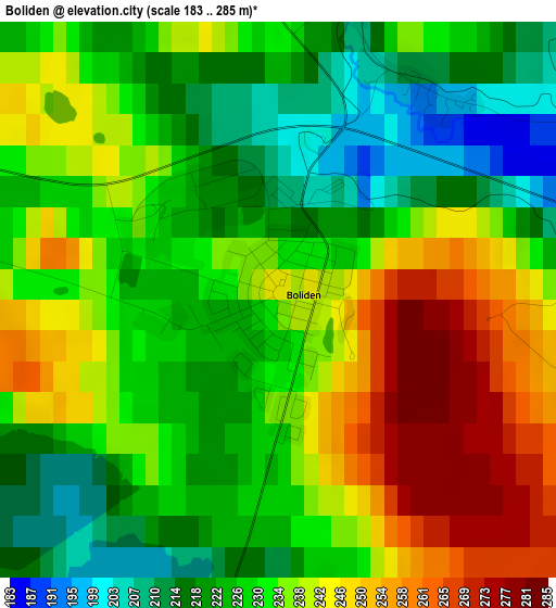 Boliden elevation map