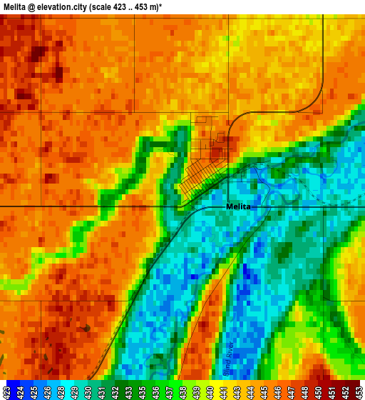 Melita elevation map