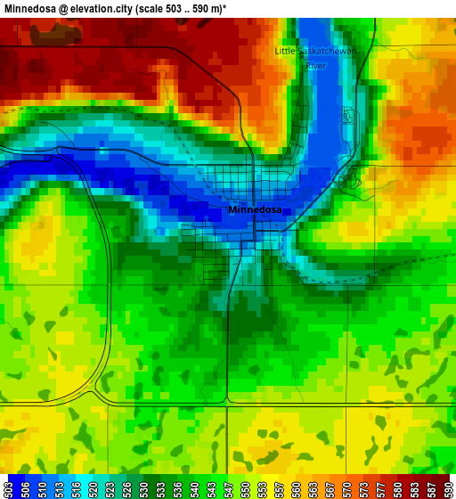 Minnedosa elevation map