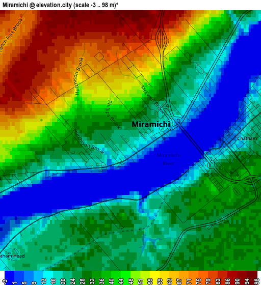 Miramichi elevation map