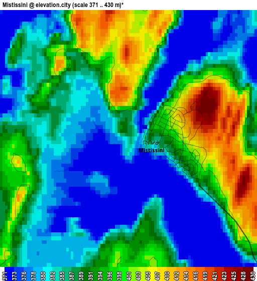 Mistissini elevation map