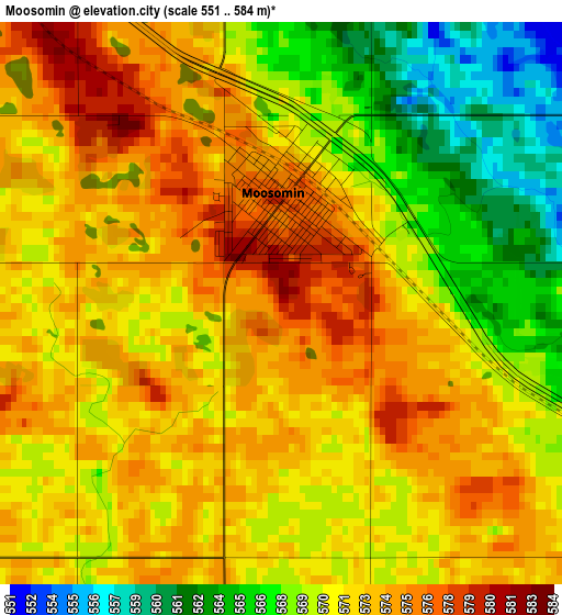 Moosomin elevation map