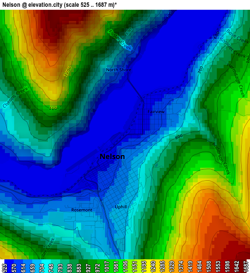 Nelson elevation map