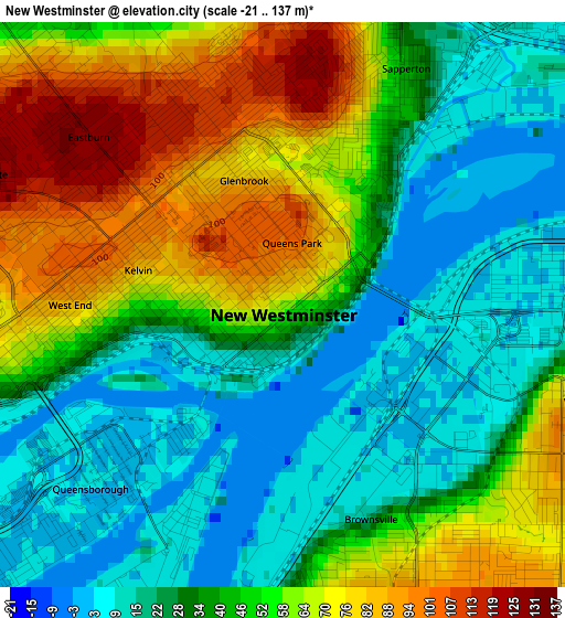 New Westminster elevation map